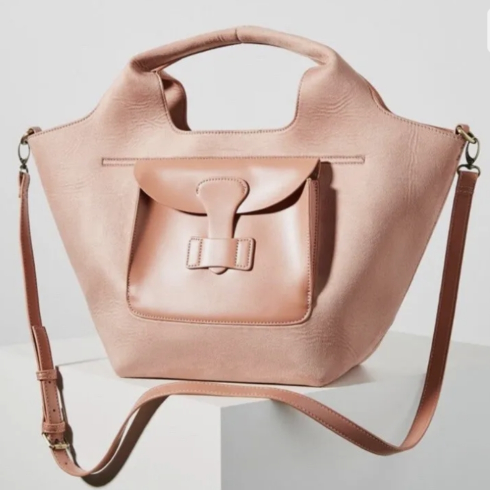 New Anthropologie Ryan tote back dusty pink crossbody top handle bag purse